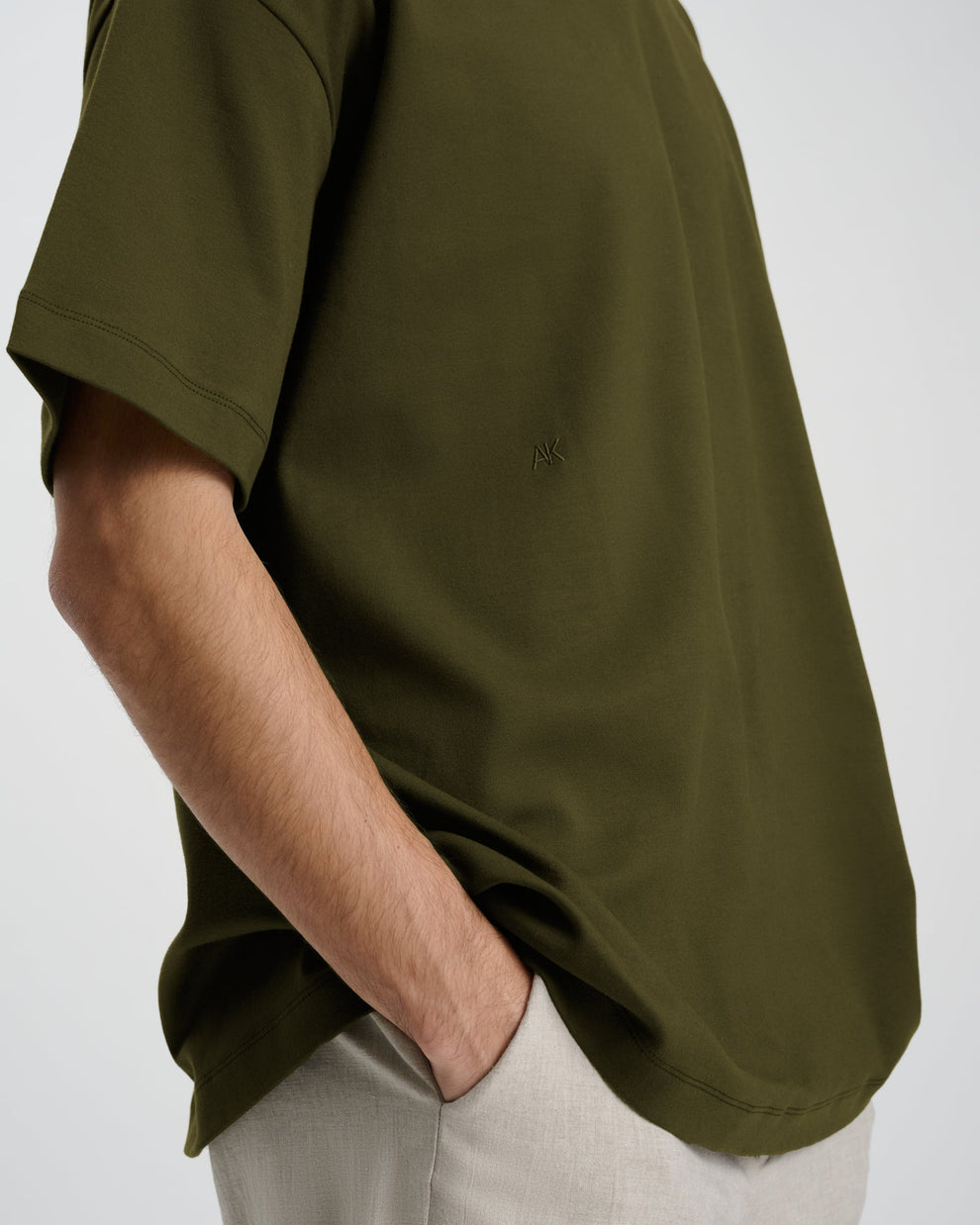 Drop Shoulder Oversized T-Shirt - Olive