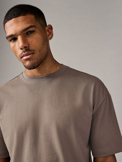 Drop Shoulder Oversized T-Shirt - Smokey Taupe