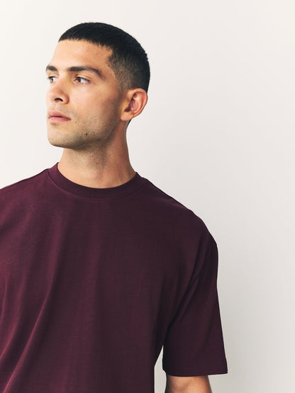 Drop Shoulder Oversized T-Shirt - Wine