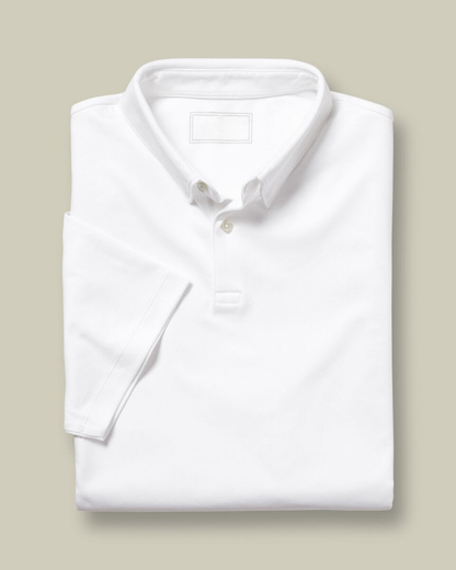 Flat Collar Polo - White