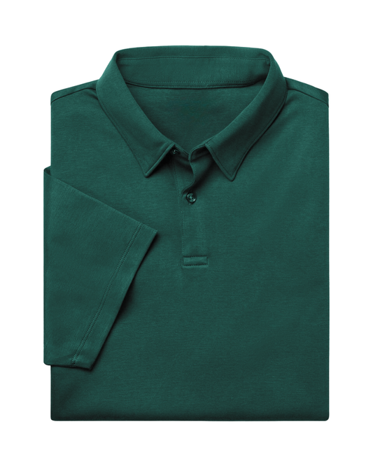 Flat Collar Polo - Forest Green