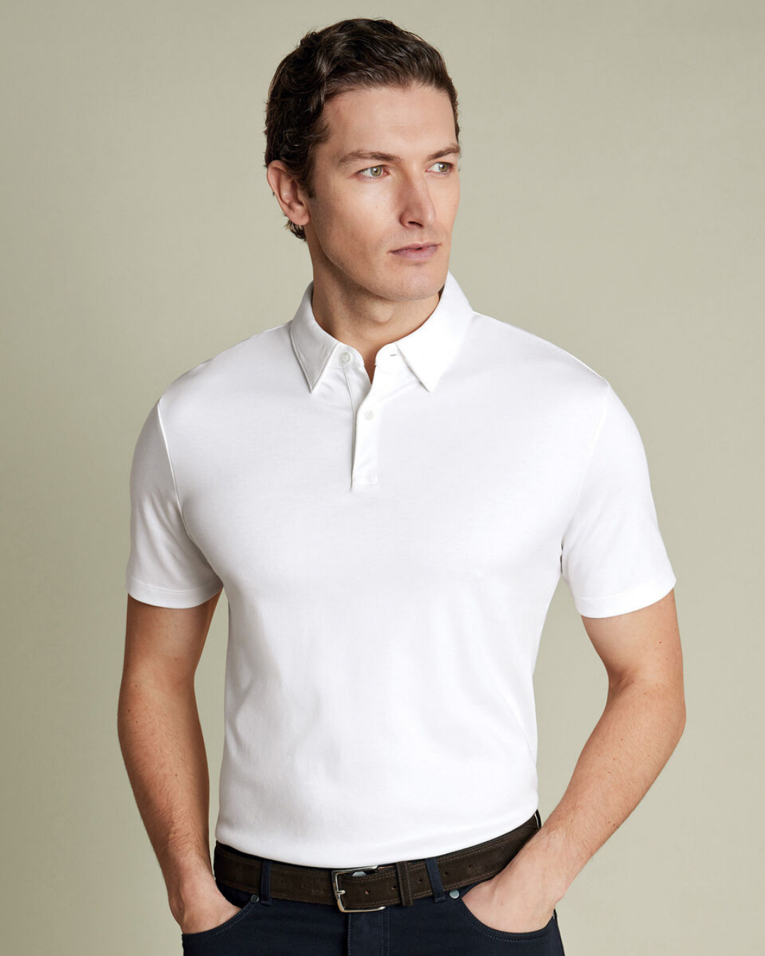 Flat Collar Polo - White