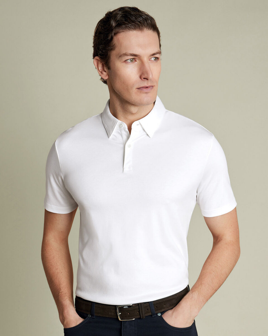 Flat Collar Polo - White