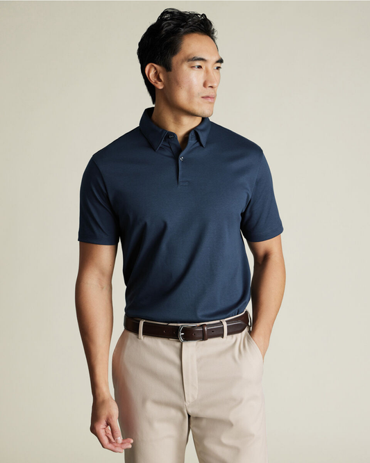Flat Collar Polo - Navy