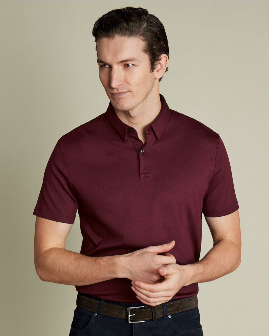 Flat Collar Polo - Wine