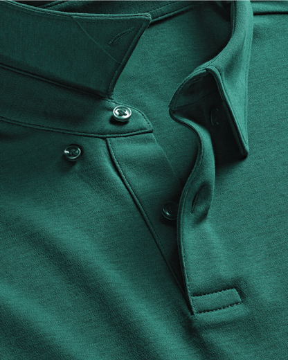 Flat Collar Polo - Forest Green