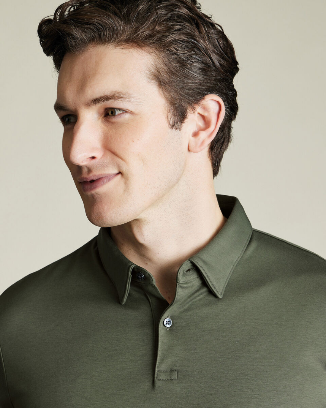 Flat Collar Polo - Olive