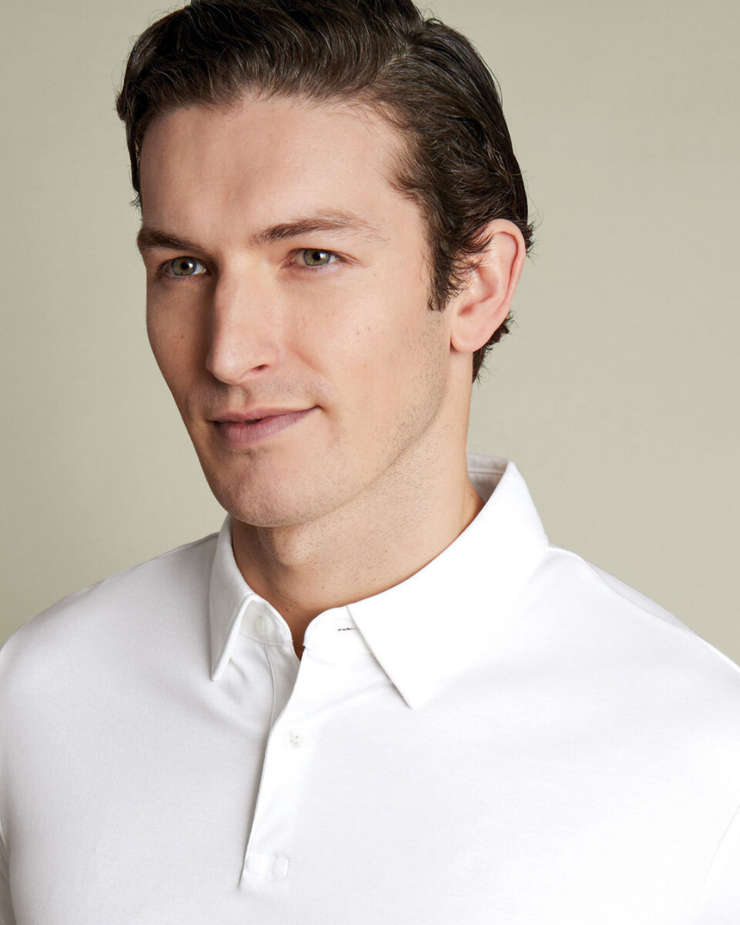 Flat Collar Polo - White