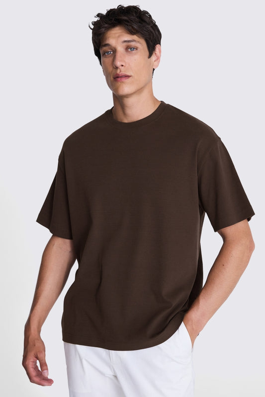 Drop Shoulder Oversized T-Shirt - Chocolate