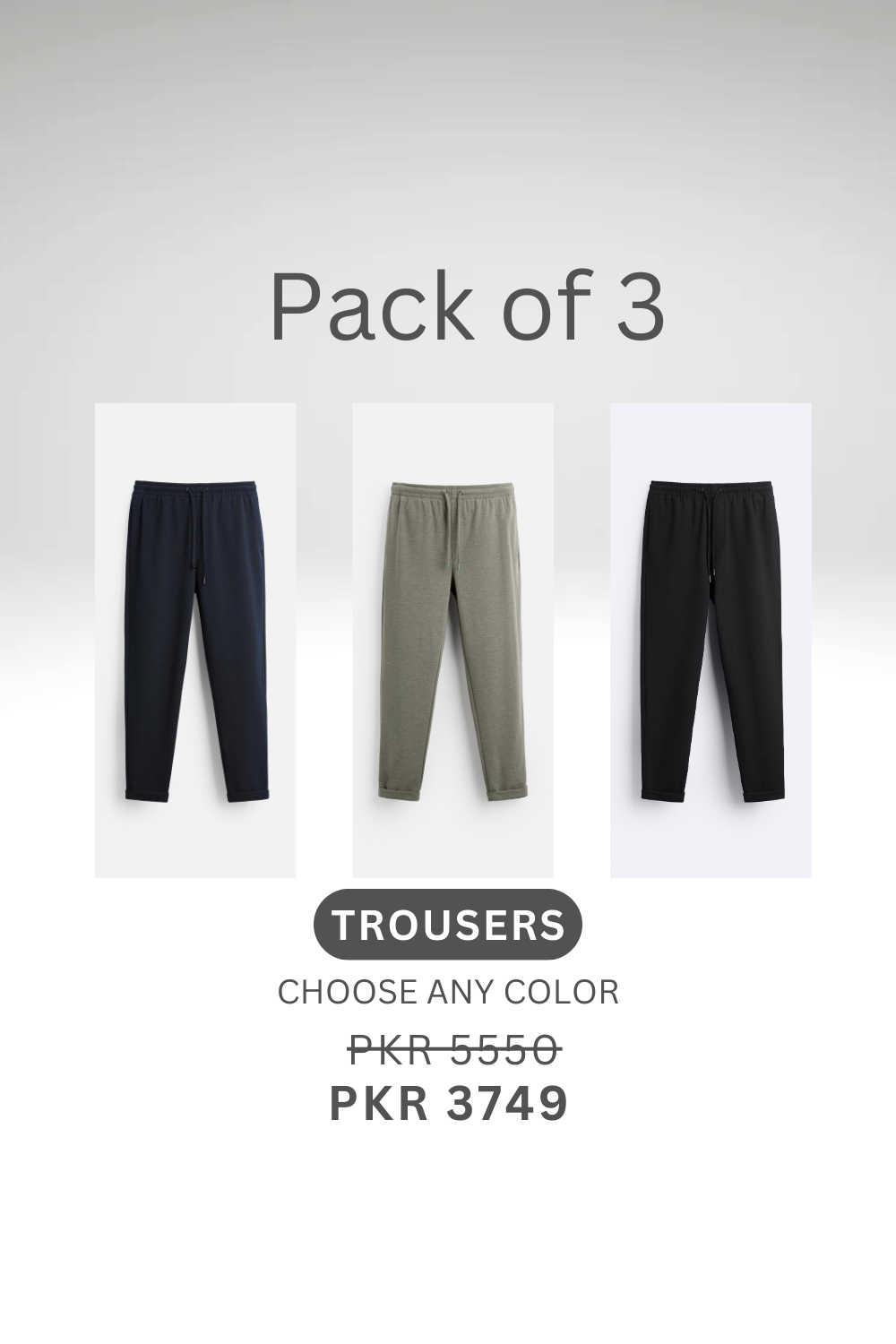 Pack of 3 - Basic Trousers