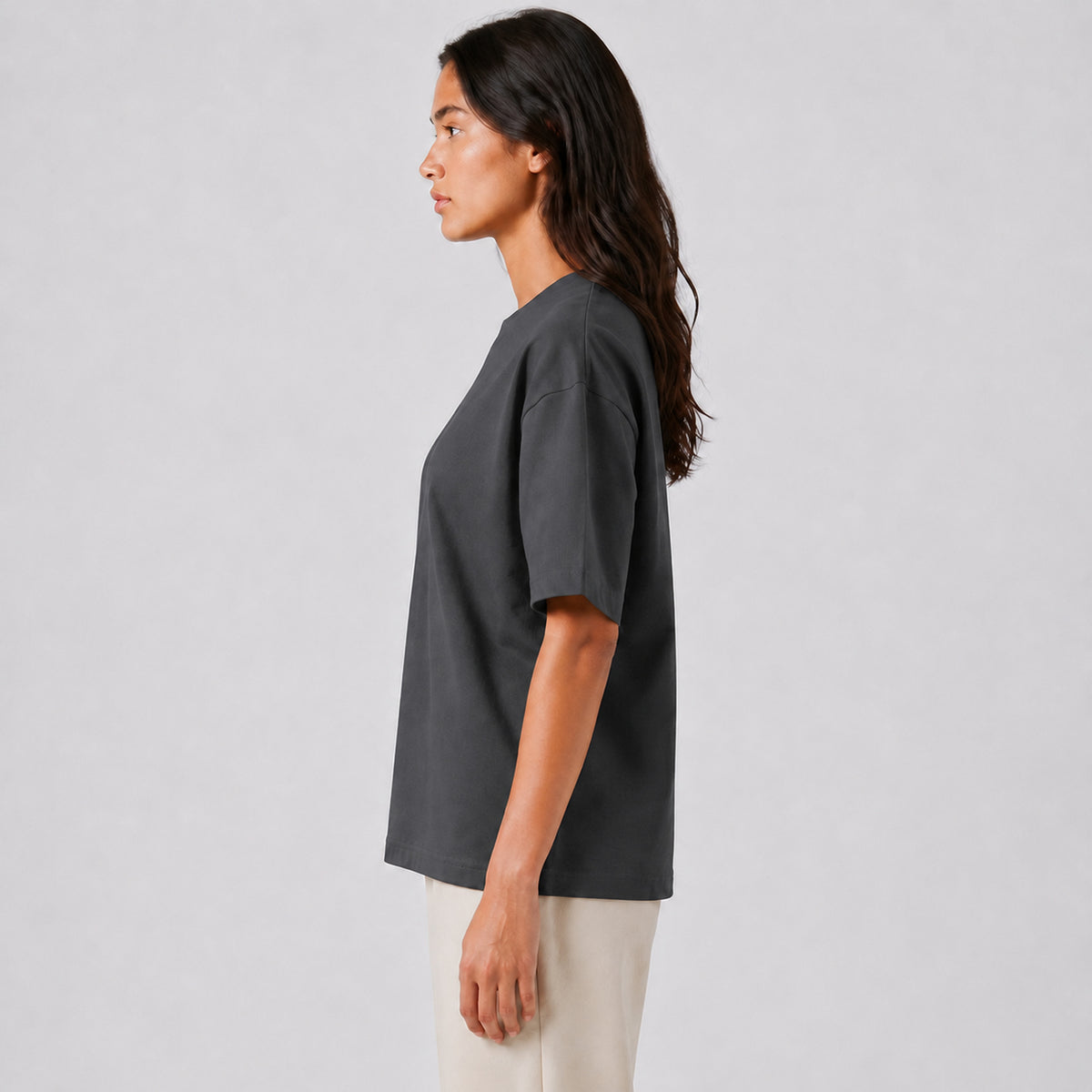 Drop Shoulder Oversized T-Shirt - Charcoal