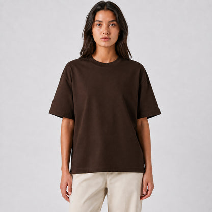 Drop Shoulder Oversized T-Shirt - Chocolate