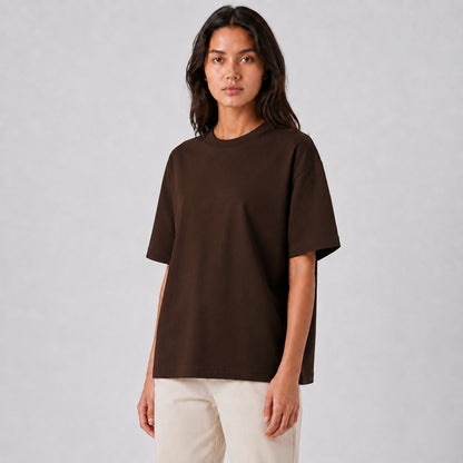 Drop Shoulder Oversized T-Shirt - Chocolate