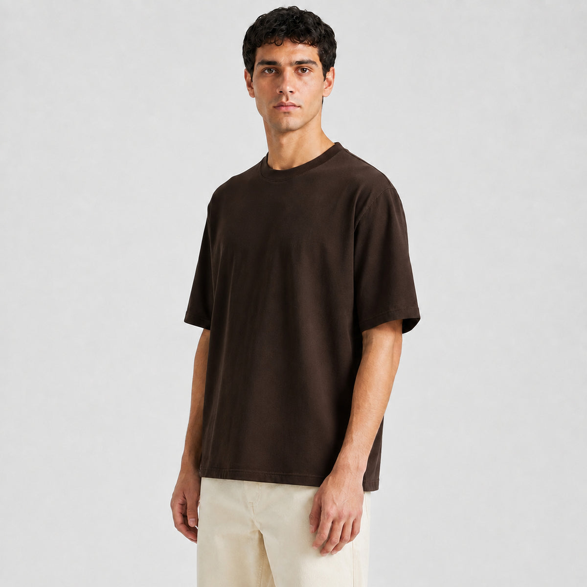 Drop Shoulder Oversized T-Shirt - Chocolate