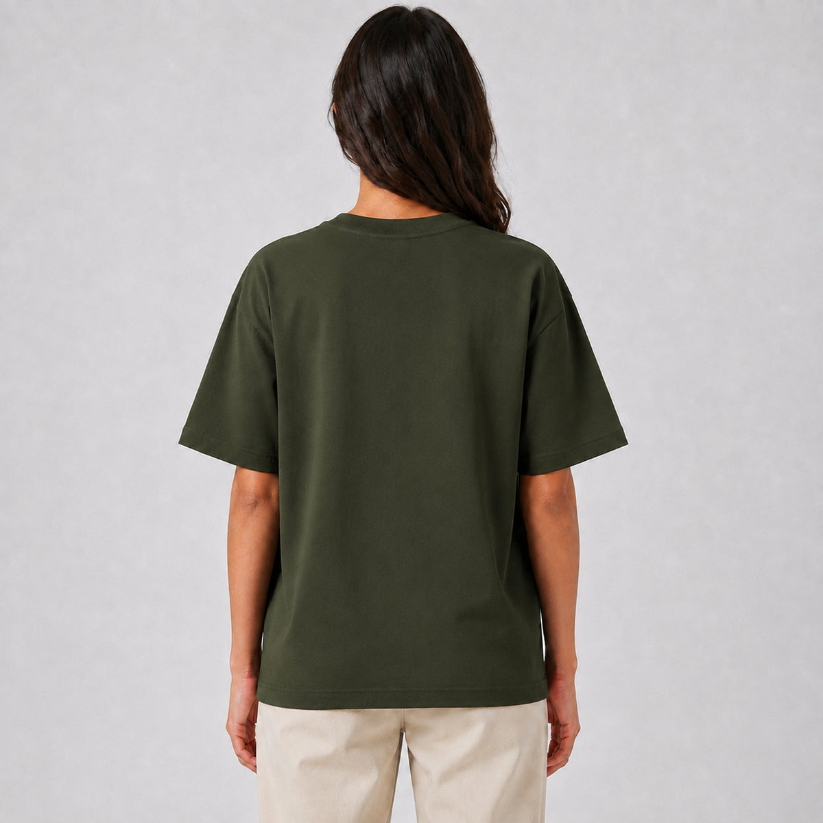 Drop Shoulder Oversized T-Shirt - Olive
