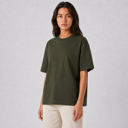 Drop Shoulder Oversized T-Shirt - Olive