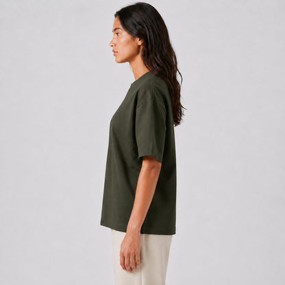 Drop Shoulder Oversized T-Shirt - Olive
