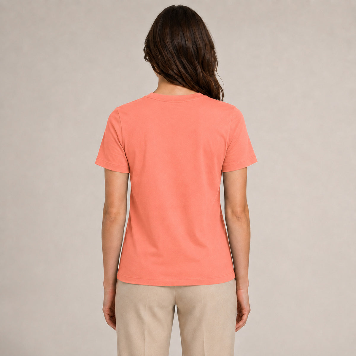 Crew Neck T-Shirt - Peach