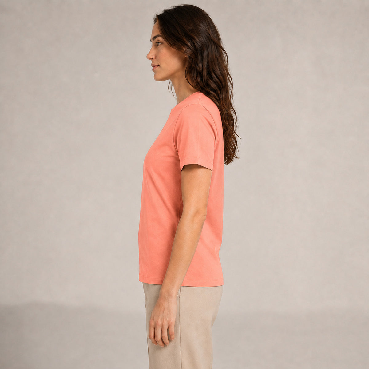 Crew Neck T-Shirt - Peach