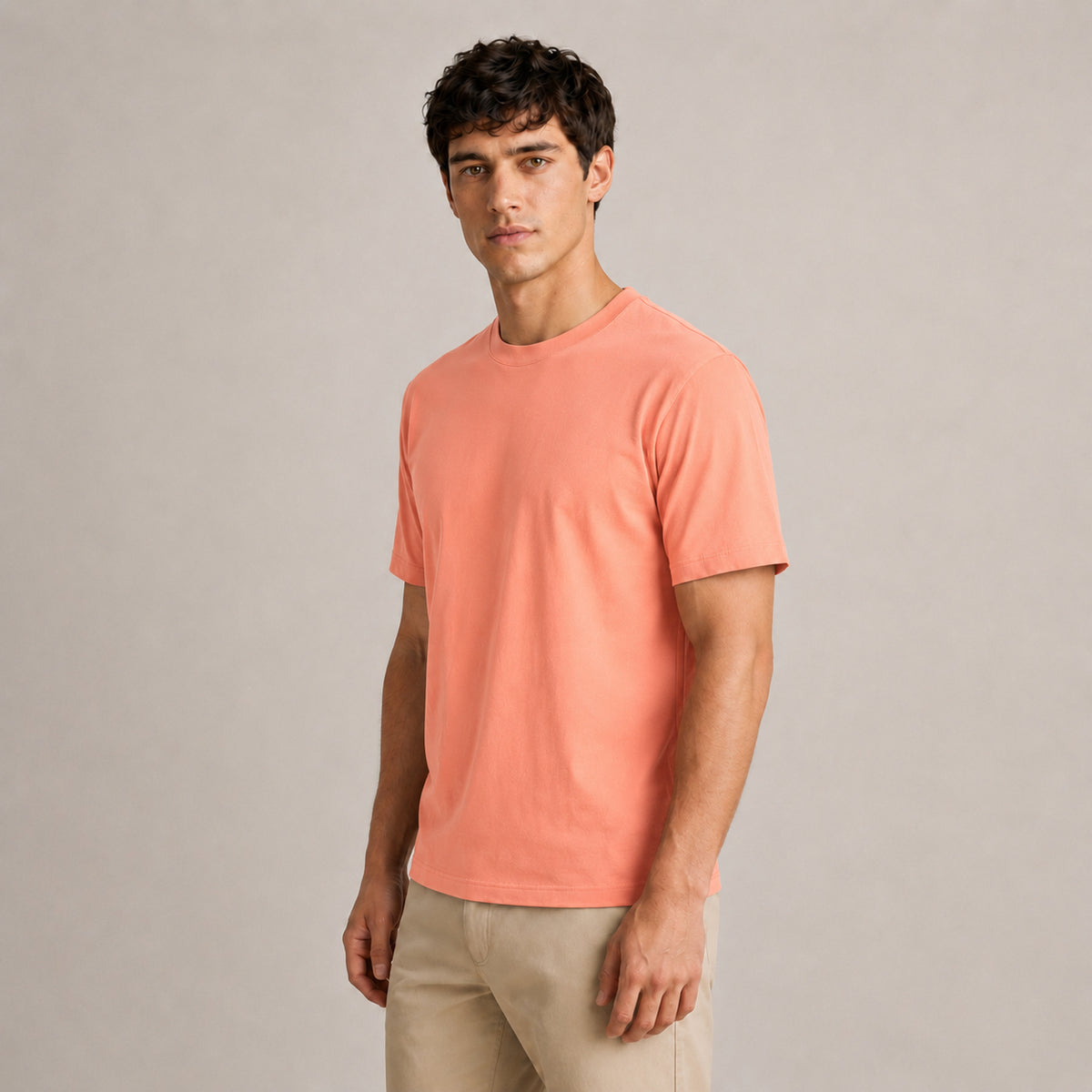Crew Neck T-Shirt - Peach