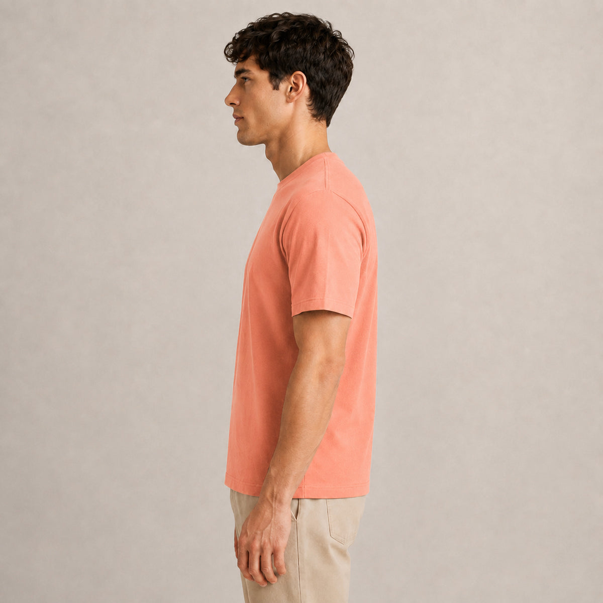 Crew Neck T-Shirt - Peach