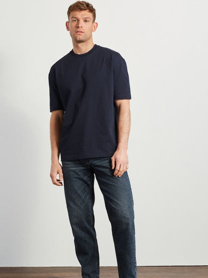 Drop Shoulder Oversized T-Shirt - Navy