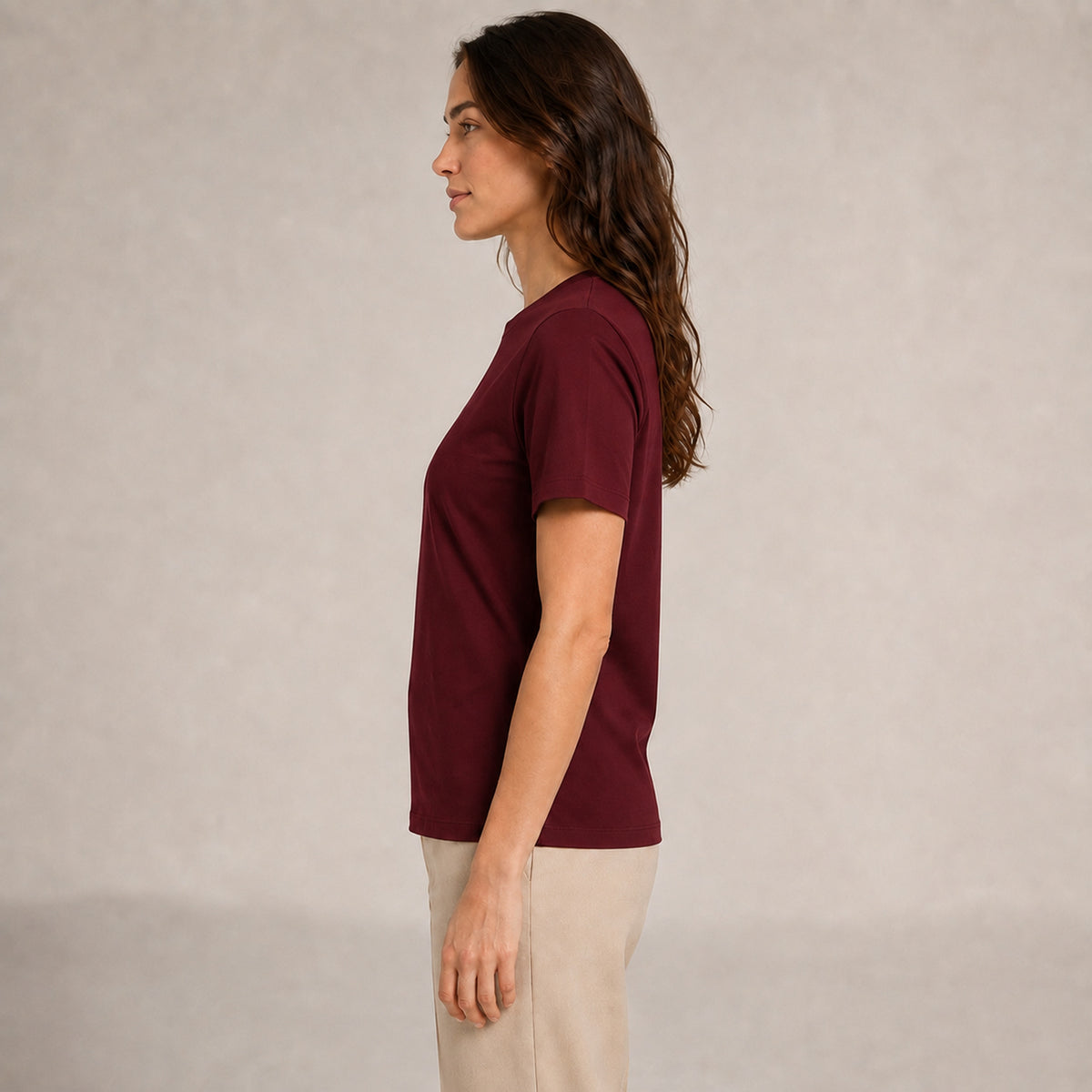 Crew Neck T-Shirt - Wine