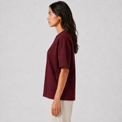 Drop Shoulder Oversized T-Shirt - Wine