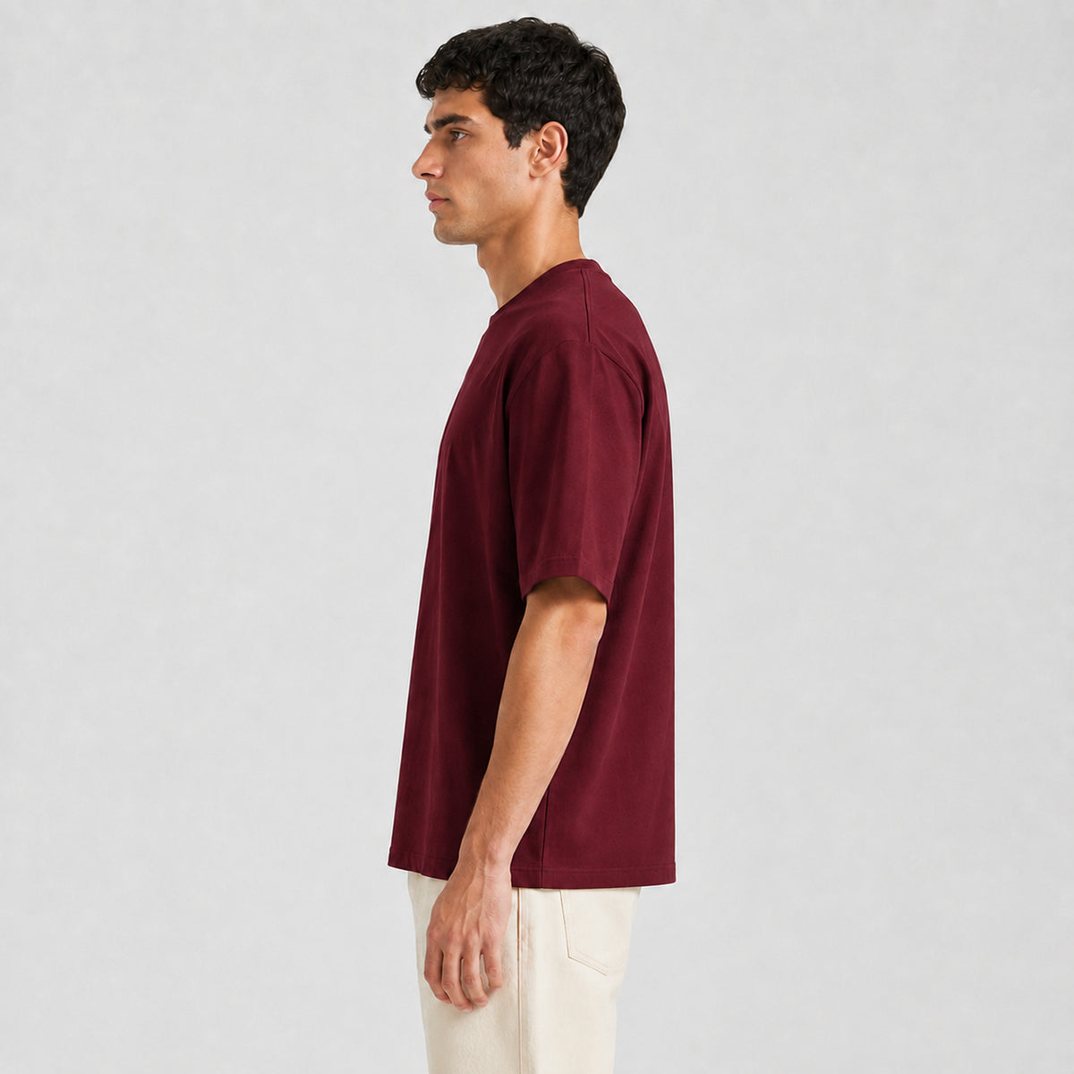 Drop Shoulder Oversized T-Shirt - Wine