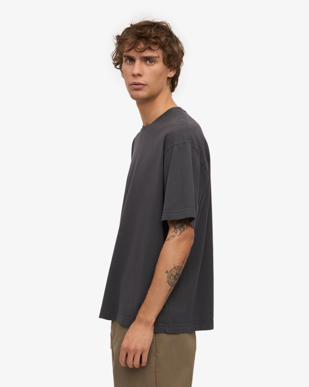 Drop Shoulder Oversized T-Shirt - Charcoal