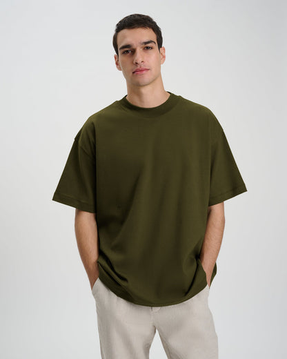 Drop Shoulder Oversized T-Shirt - Olive