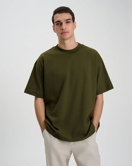 Drop Shoulder Oversized T-Shirt - Olive